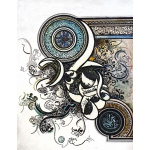 Bin Qalander, 18 x 24 Inch, Oil on Canvas, Calligraphy Painting, AC-BIQ-141